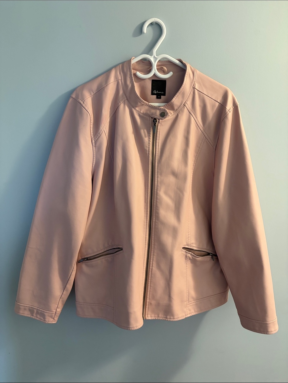 Reitmans Blush Pink Faux Leather Zip Jacket